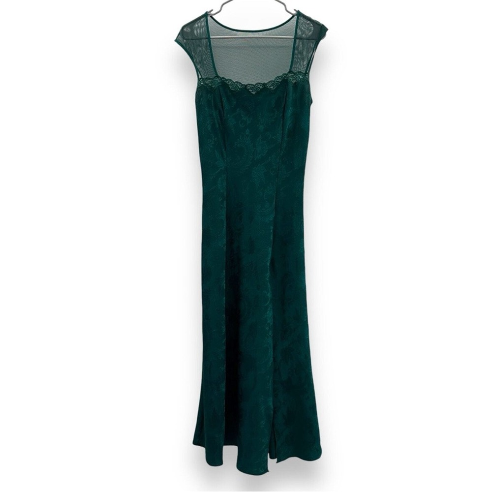 Vintage Victoria's Secret Gold Label Green Floral Sleeveless Maxi Dress Sz S